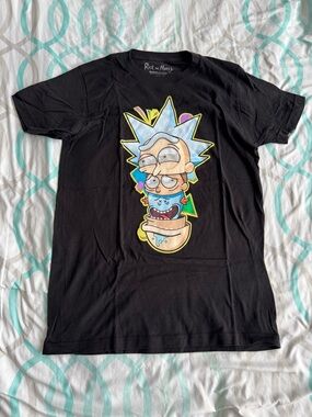 Rick and Morty Black Graphic Tee - Cartoon Stack Design
